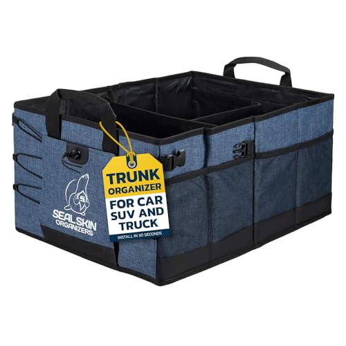 Seal Skin Covers Trunk Organizer for SUV, Car & Truck - Premium Heavy Duty & Collapsible with 3 Adjustable Size - Lightweight & Portable Storage Organizer - Easy to Use & Install in Any Vehicle - Blue - color: Blue