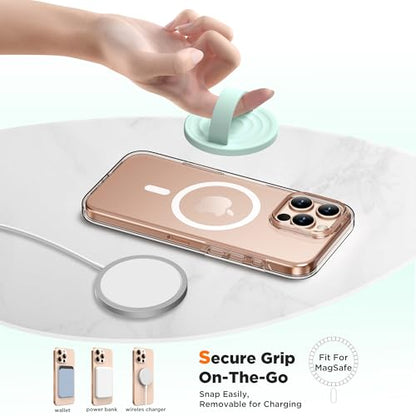 Magnetic Phone Grip Ring Holder, Liquid Silicone Magnet Cell Phone Grip Finger Loop, Compatible with Magsafe, Back of Phone for iPhone 17/16/15/14/13/12 Series, Mint Green - color: Mint Green