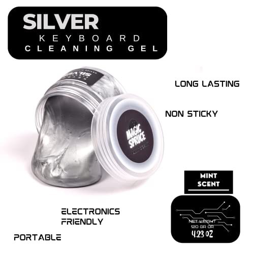 MAGIC SPRUCE Cleaning Gel for Car Interior, Universal Car Cleaning Kit With Mint Scented Luxury Silver Cleaning Gel Putty Reusable, Non-Water Keyboard Cleaner for Laptop Dust Cleaning in Containers - color: Luxury Silver