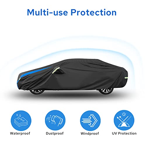 Avecrew Car Cover Waterproof All Weather for Automobiles, Outdoor Heavy Duty Full Exterior Covers for Sedan(194"-208") - size: Fit Sedan Length 194-208 Inch