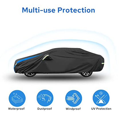 Avecrew Car Cover Custom Fit for Camaro, Waterproof All Weather Full Exterior Cover Rain Snow UV Protection Cover with Side Door Zipper Design - size: Fit for Camaro