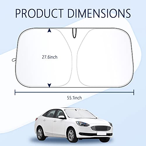 300T Thickened Automotive Glass Sunshade and Comes with Storage Bag,Keep Car Interior Cool,Windshield Sun Shade Fit for Small Cars (M: 55.12 * 27.6 inch) - color: M(55.12 × 27.6 inch)