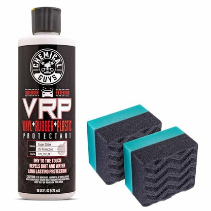 Chemical Guys VRP Protectant & WonderWave Applicators Kit - 16 oz Vinyl, Rubber, and Plastic Dressing with Foam Applicators - Restores Your Car's Interior & Exterior Surfaces