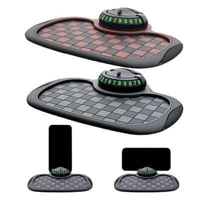 Multifunction Car Anti Slip Mat, 360° Rotatable Phone Holder Dashboard Pad with Temporary Parking Number, Anti Skid Organizer for Phone Sunglasses Keys (Mix) - color: Mix