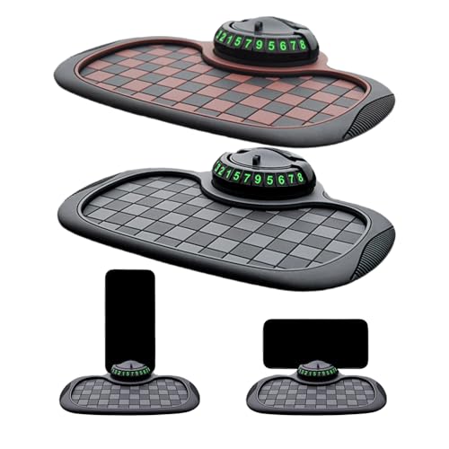 Multifunction Car Anti Slip Mat, 360° Rotatable Phone Holder Dashboard Pad with Temporary Parking Number, Anti Skid Organizer for Phone Sunglasses Keys (Mix) - color: Mix