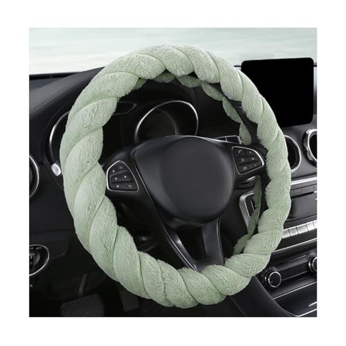 KVAEY Fluffy Car Steering Wheel Cover, 15 Inches Anti-Slip Round Fuzzy Winter Steering Wheel Protector, Soft Warm Plush Steering Wheel Cover for Women Girls, Car Accessories (Green, Round) - color: Green, size: Round