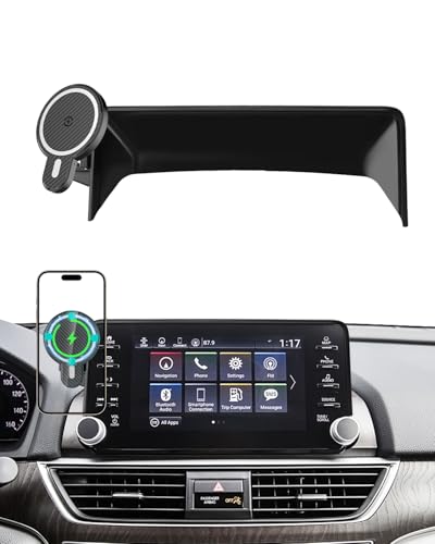 PZK Car Phone Mount for Honda Accord 2018-2022 Sport SE/EX/EX-L/Touring/LX Accessories 10th Gen Accord for 8-inch Screen Magnetic 15W Fast Wireless Charger Phone Holder 360° Rotation with Stroage Box - color: Magsafe+ Wireless Charger, size: Honda Accord