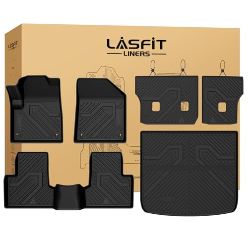 LASFIT Floor Mats for Jeep Cherokee 2015-2018 (Not Fit with Raised Dead Pedal) All Weather TPE Custom Fit Seatback Cargo Mat Car Mats Floor Liners Cargo Liner Black - style: Cherokee 15-23