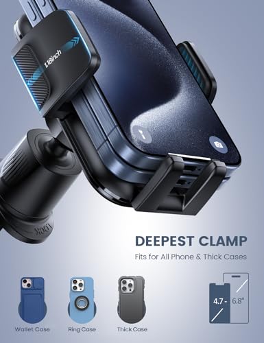 Lamicall 2026 Wider Clamp & Metal Hook Car Phone Holder Vent [Thick Cases Friendly] Phone Holders for Your Car Mount Automobile Hands Free Cradle Air Vent for iPhone 17 16 15 Pro Max Lucite Black - color: NEW Upgraded - Lucite Black