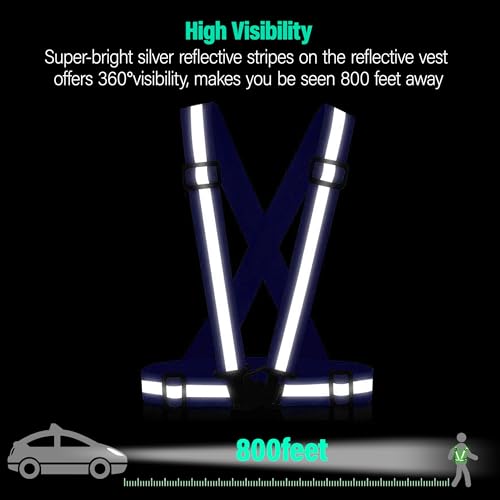 Reflective Vest Running Gear, 2Pack High Visible Safety VES for Cycling Jogging Running Walking, Adjustable for Men Women Kids - color: 2 x Blue
