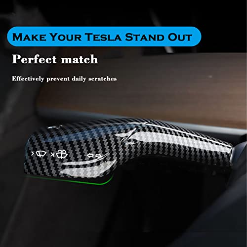YHCDSEA Steering Lever Cover for Tesla Model 3/Y, Gear Shift Cover Accessory - Decorative Cover (Glossy Carbon Fiber Pattern) - style: Glossy Carbon Fiber Pattern