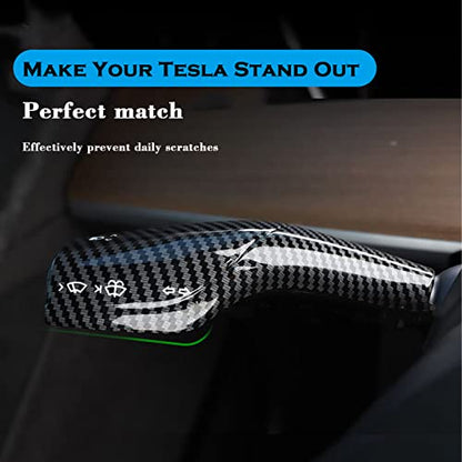 YHCDSEA Steering Lever Cover for Tesla Model 3/Y, Gear Shift Cover Accessory - Decorative Cover (Glossy Carbon Fiber Pattern) - style: Glossy Carbon Fiber Pattern