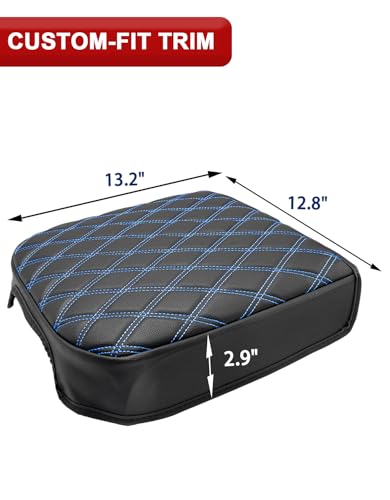 Center Console Armrest Cover for Ford F250 F350 F450 F550 Super Duty 2023 2024 2025 2026, Bucket Seat Console, Arm Rest Lid Box Cushion Pad, Anti-scratch, Black-Blue stitch - size: Bucket Seat, 23-26 F250-F550, Blue Stitch