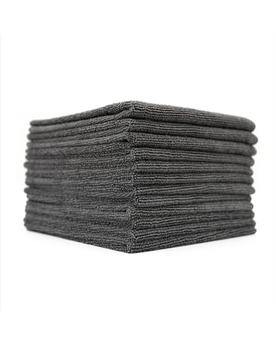 The Rag Company - All-Purpose Microfiber Terry Cleaning Towels - Commercial Grade, Highly Absorbent, Lint-Free, Streak-Free, Kitchens, Bathrooms, Offices, 300gsm, 12in x 12in, Grey (12-Pack) - color: Grey, size: 12in x 12in