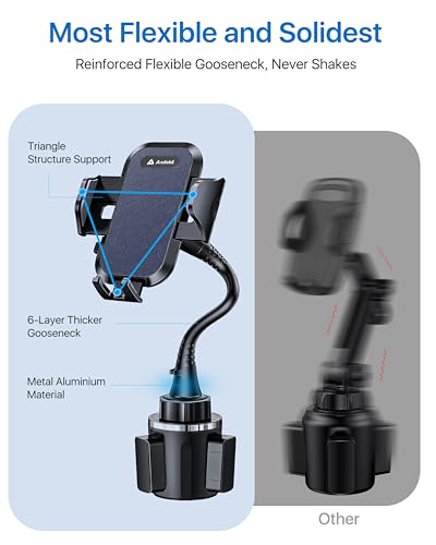 andobil Military-Grade Cup Holder Phone Mount for Car Truck, [2026 Enhanced] Anti-Shake 360° Adjustable Gooseneck Cupholder Car Phone Holder, Universal Cell Phone Car Mount for iPhone 17 16/Samsung - color: Blue