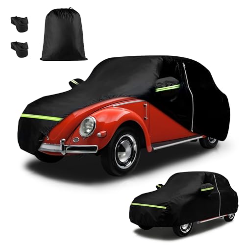 Car Cover for 1960-1980 Volkswagen Beetle (Type 1) / Beetle Bug 2-Door, Custom Fit Waterproof Multi-Layer All-Weather Full Cover, Windproof Outdoor Cover with Driver-Side Zippered Door, UV & Dustproof - size: for VW Beetle Bug