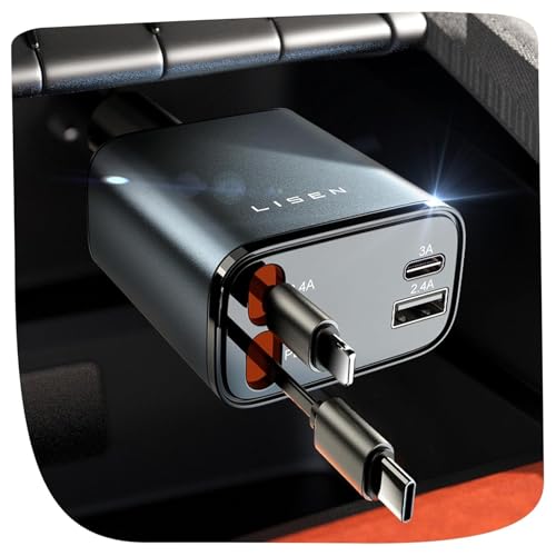 LISEN Retractable Car Charger Gift Box Edition, 84W Cars Phone Charger with Retractable Cable, Car Accessories Gifts for Men Women, 2025, USB C Fast Cars Adapter for iPhone 17 16 15 14 - color: Festive Holiday Color, size: 31.5 Inch
