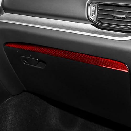 Real Red Carbon Fiber Car Co-Pilot Glove Box Upper Panel Soft Strip Sticker Auto Interior Trim Compatible with Ford Explorer(U625) XLT/Limited/ST/Platinum/Platinum Hybrid 2020 2021 2022 2023 - color: Co-pilot Dash Strip Trim