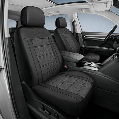 AUTOYOUTH Leather Car Seat Covers, Air Cool Mesh Design, Airbag Compatible Car Seat Covers Front Seats, Enhanced Comfort for Most Cars, SUVs, Vans - Black - color: Black