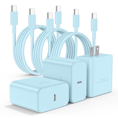 3Pack USB C Charger for Samsung Galaxy S24 Ultra, Super Quite Fast Charging Type C Block with 6FT C to C Cord for Samsung Galaxy Tab S9 S8 S23 Ultra S22 Ultra S23 S22 S21 Note 10 Plus 20,Blue - color: Blue, size: 3Pack 6Feet