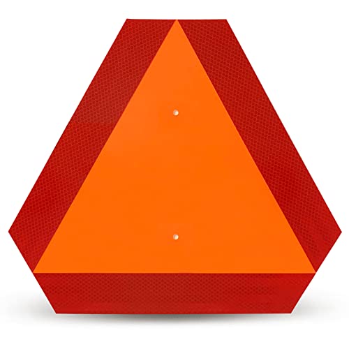 Slow Moving Vehicle Sign,Slow Moving Vehicle Triangle Golf Cart Accessories，14"X16", Safety Triangle Road Sign，for Farm Vehicles ，Golf Carts ，Tractor and Maintenance Vehicles