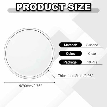 10 Pcs Round Anti-Slip Mat, 2.76" Diameter Phone Grip Pad Non-Slip Silicone Mat Anti-Skid Holder for Phone Keys Sunglasses Electronic Devices, Clear - color: Clear, size: 2.76"