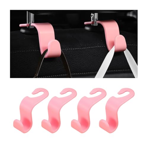 Car Seat Headrest Hooks, 4PCS Multifunctional Vehicle Back Seat Storage Hanger Holder for Hangbag Coat Grocery, Auto Interior Headrest Hook Organizer, Universal for Vehicles (Pink) - color: Pink