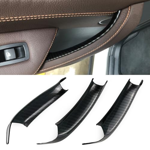 3PCS Car Door Handle Covers Fit For BMW X3 F25 2011-2017 , X4 F26 2014-2018 Interior Door Handle Cover Door Pull Handle Protective Decorate Covers (3PCS Side door handle Carbon fiber color) - color: 3PCS Side door handle Carbon fiber color