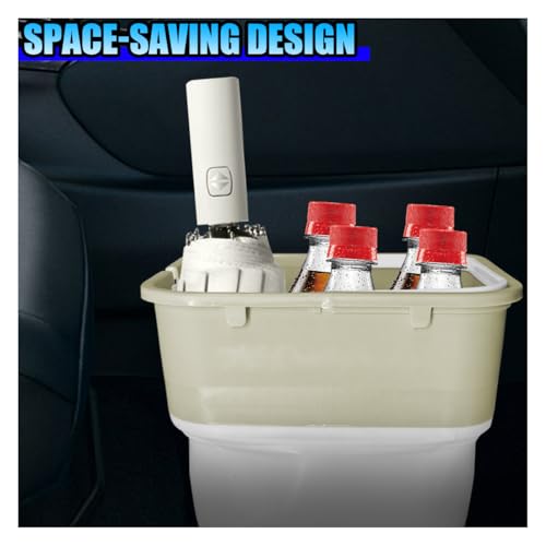 Car Trash Can, Collapsible Vehicle Garbage Bin with Handle, Leakproof Foldable Automotive Dustbin Car Storage Box, Universal Portable Trash Holder for Cars, SUVs and Trucks (Beige) - color: Beige