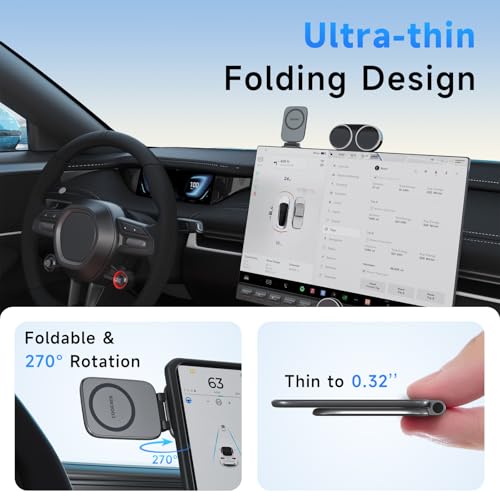 Magnetic Phone Holder for Car, MagSafe Car Mount with Dual Side Strong Magnets,Ultrathin Adjustable Cell Phone Holder, Car Accessories for Women Men, Fit for All Phone, Dashboard, Laptop, Gym - color: Black