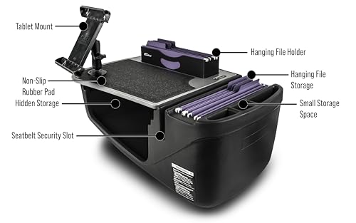 AutoExec AE-FMEF-TAB-GT Efficiency FileMaster Car Desk for Your Vehicle Workstation and Mobile Office, with Tablet Mount - color: Grey, style: Desk, Tablet Mount