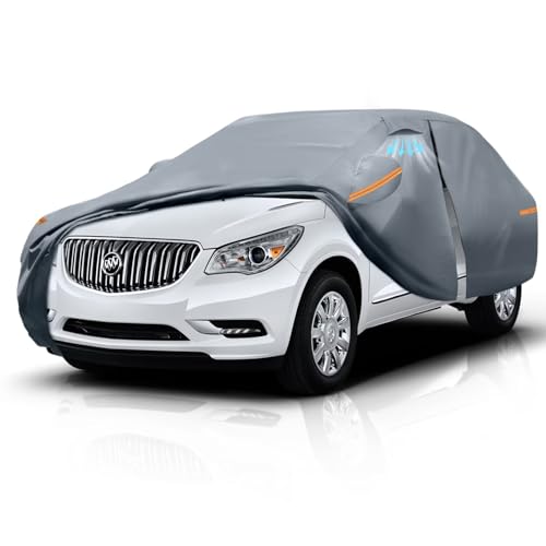 Waterproof Buick Envision(2015-2026) Car Cover with Breathable Vents, [2026 Upgrade] Premium Covers with Cotton Liner and Zipper Door, Sun Rain Snow Dust Uv Protection.(Gift with Towel) - color: SUV Car Cover, size: Custom Fit Buick Envision+Towel+Bag