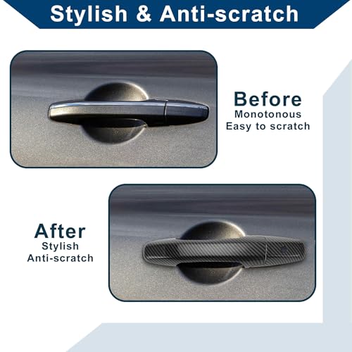 Car Door Handle Cover Trim for Honda Civic 2006-2011 |Side Door Handle Cover| Durable| 1 Set Carbon Fiber Black - color: Carbon Fiber Black