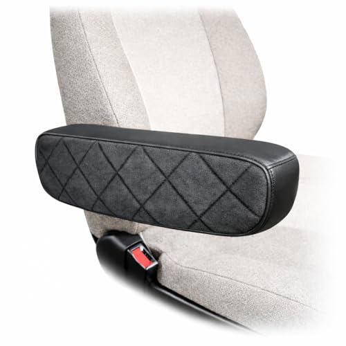 Armrest Cover Set for Volvo VNL 2004–2018 Equipped with National Seat – Custom-Fit Faux Leather & Corduroy, Durable Protection, Easy Install, Protects Against Wear, (Black/Black) - color: black/black