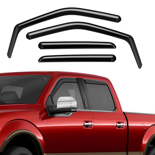 in-Channel Rain Guards Compatible with Ford F150 2015-2025, Extra Durable Side Window Deflectors, 2020 2021 2022 2023 2024 2025 F150 Wind Deflectors Rain Guard Black - 4 PCS - size: Fit for Ford F150 2015-2025 in-Channel