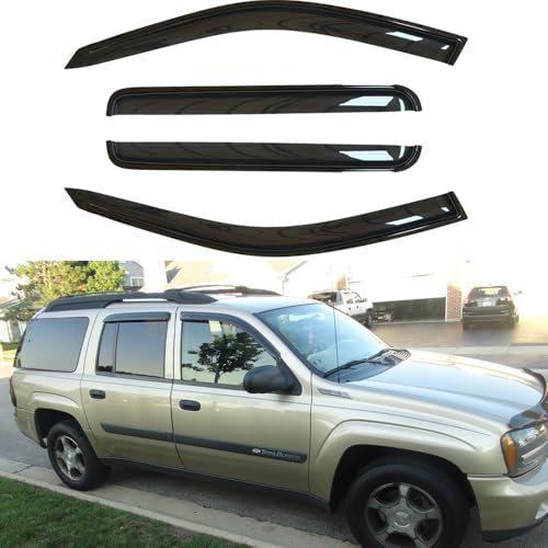 Wensdy 4pc Side Window Wind Deflectors,Outside Mount shade sun rain guards,Dark Smoke Visors for 2002-2006 Chevy Trailblazer EXT/GMC Envoy XL,2003-2008 Isuzu Ascender/Isuzu Ascender(7 Passenger)94240 - size: 02-06 Trailblazer