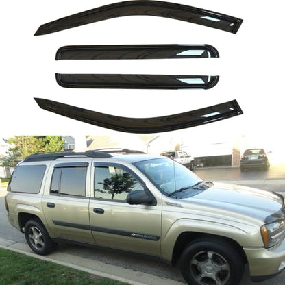 Wensdy 4pc Side Window Wind Deflectors,Outside Mount shade sun rain guards,Dark Smoke Visors for 2002-2006 Chevy Trailblazer EXT/GMC Envoy XL,2003-2008 Isuzu Ascender/Isuzu Ascender(7 Passenger)94240 - size: 02-06 Trailblazer