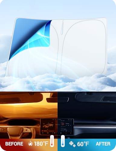 BASENOR 2026-2021 Tesla Model S Windshield Sunshade [Proprietary Design] [UV Protection] Foldable Heat Insulation Sun Shade Front Window Cover for Model S Accessories - size: Model S