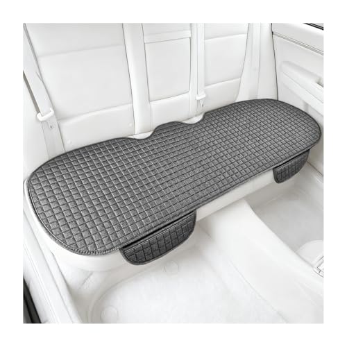 Car Back Seat Cover, Long Bottom Vehicle Rear Seat Protector with Storage Pockets, Breathable Linen Automotive Backseat Bench Cushion Pad Accessories, Universal for SUV Trucks (Gray) - color: Gray