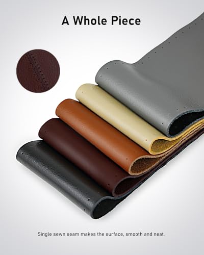 Belinous Leather Steering Wheel Cover Lace Up, Stitch on Steering Wheel Wrap, Universal Fit 13-20 Inch Car Truck Pickup Boat, A Whole Piece of Cowhide, DIY w/Needle Thread (Size L0, Coffee) - color: Coffee, size: L0
