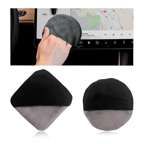 Ohleats Car Screen Cleaner, Microfiber Auto Screen Cleaning Pad, Foldable Touch Screen Cleaner Cloth for Vehicle Dashboard LCD Display, Interior Car Accessories (Square+Round) - color: Square+Round,2Pcs