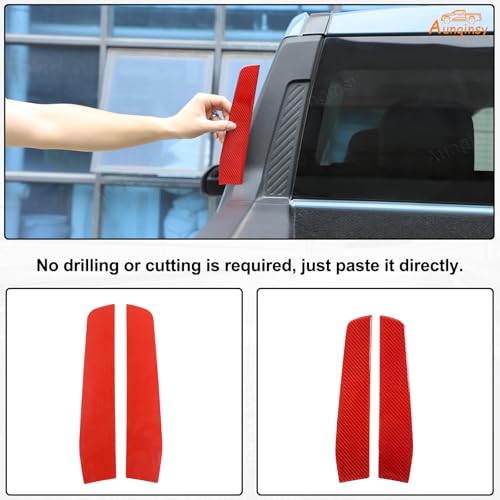 Aunginsy Rear Glass Side Anti-Scratch Cover Trim Compatible with Ford Maverick 2022-2025, Carbon Fiber Pickup Truck Rear Bucket Slot Side Anti-Scratch Cover Protective Pad Sticker Exterior Accessories - color: Red