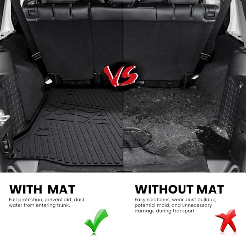 LASFIT Floor Mats & Cargo Mat for Jeep Wrangler JK 2014-2018 Unlimited 4-Door (NOT for JL or 2-Door) All Weather TPE Custom Fit Car Mats Floor Liners Cargo Liner Cargo Mat Black - style: Wrangler JK 14-18