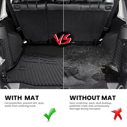 LASFIT Floor Mats & Cargo Mat for Jeep Wrangler JK 2014-2018 Unlimited 4-Door (NOT for JL or 2-Door) All Weather TPE Custom Fit Car Mats Floor Liners Cargo Liner Cargo Mat Black - style: Wrangler JK 14-18