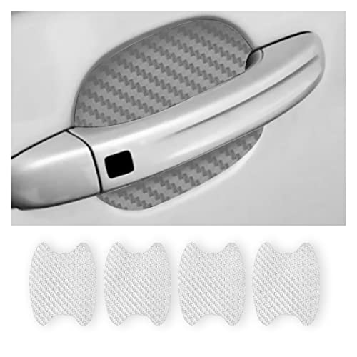 4PCS Carbon Fiber Anti-Scratches Car Door Cup Protector, Non-Marking Auto Door Handle Protective Film, Universal for Most Car Handles (Silver/4PCS) - color: Silver/4PCS