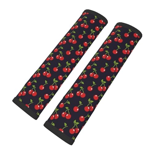 2 Pack Seat Belt Covers with Red Cherry Pattern, Soft Comfortable Seat Belt Pads for Adults Universal Car, Seat Belt Shoulder Pad for A More Comfortable Driving - color: Red Cherry