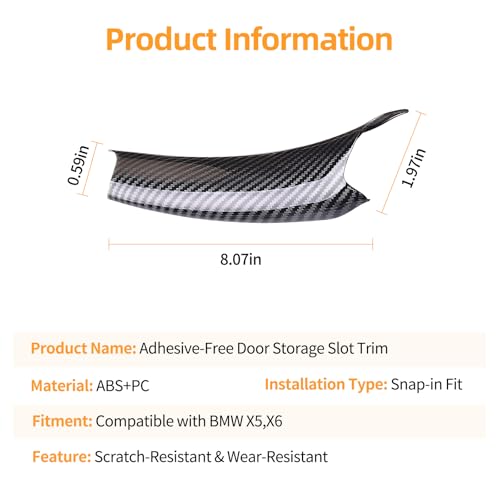 3 PCS Door Handle Covers Compatible with BMW X5 E70 2008-2013, X6 E71/E72 2008-2014 Accessories, Front Rear Left Right Side Inner Door Pull Handle Cover, Carbon Fiber Pattern - color: Carbon Fiber Pattern