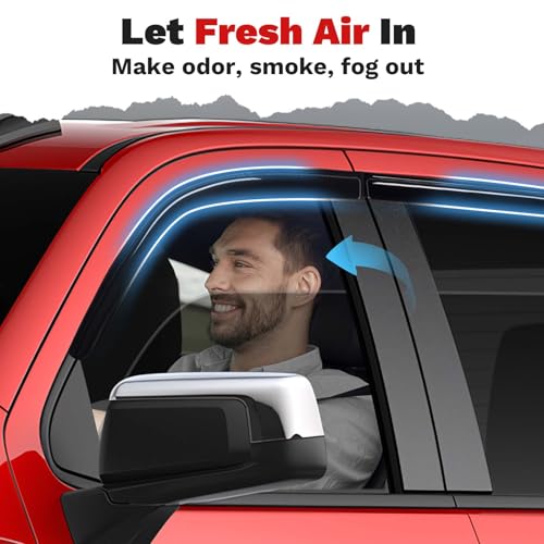 Canvcle Window Visors Rain Guards for Chevrolet Chevy Silverado/GMC Sierra 1500 Crew Cab 2019-2025 2026 Accessories, Outside-Mount Tape-On Side Window Wind Deflectors Vent Visors Shades Rainproof - size: Chevy Silverado/GMC Sierra 1500 2019-Present
