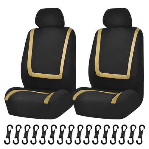 Car Seat Covers, Breathable Comfortable Automotive Seat Protectors, Anti-Slip 2 Front Seats Covers Airbags Compatible, Universal Washable Vehicle Accessories for Car, Truck, SUV (Black/Beige) - color: Black/Beige