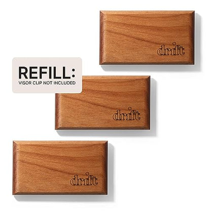 Drift Car Air Freshener - The Original Wood Air Freshener - Car Odor Eliminator - Long Lasting Scent - Metal Clip - Essential Oils - Clean Ingredients - Amber Scent 3 Pack Refill - NO CLIP INCLUDED